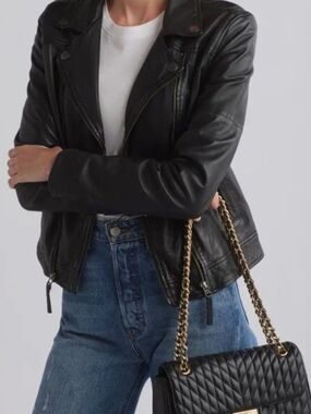 Karl Lagerfeld Black Quilted Chain-Handle Shoulder Bag